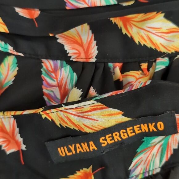 Stunning Vintage Floral Black Chiffon Feather Print Flowy Maxi Skirt Small - Picture 7 of 11